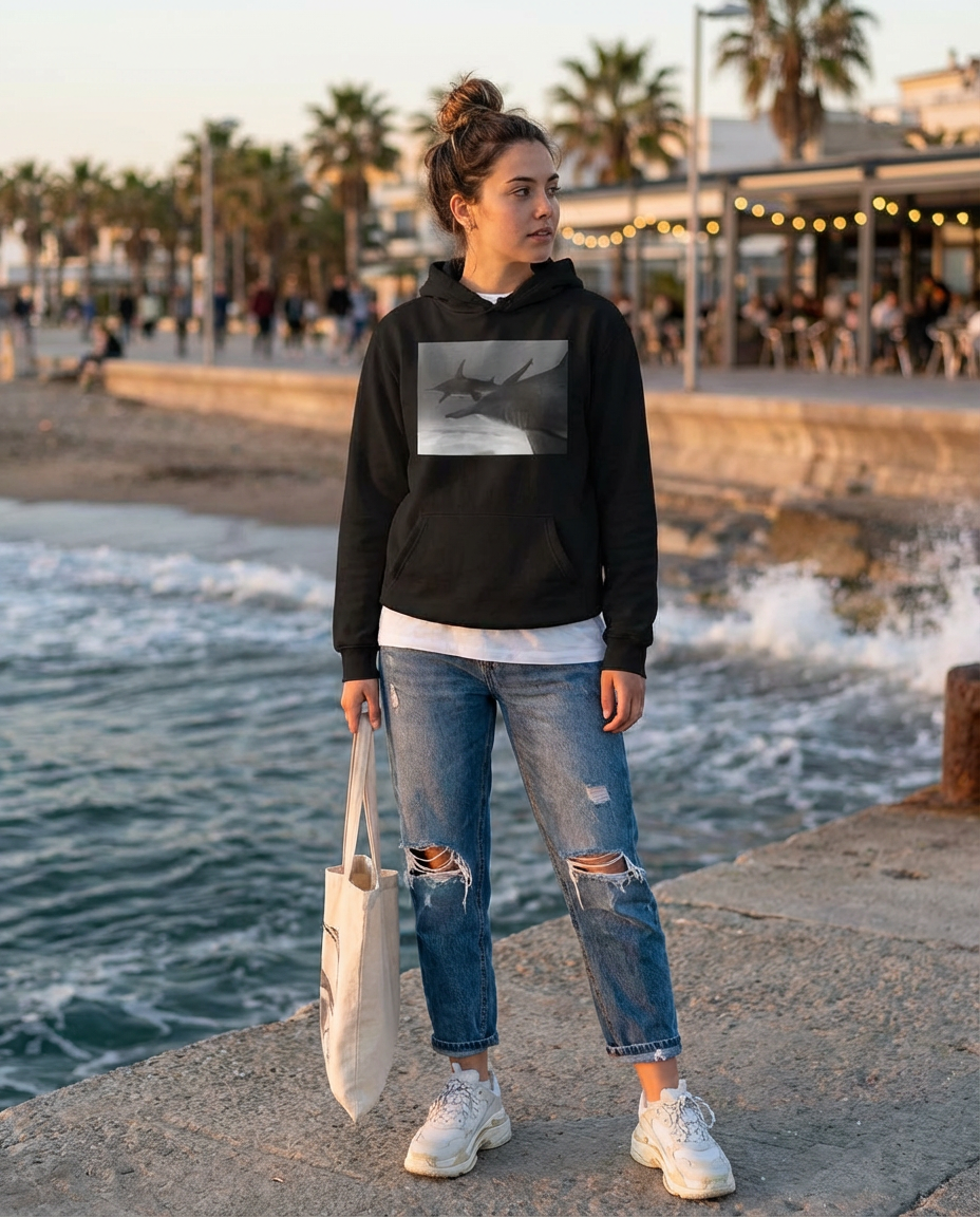 Hammerhead Shark Pursuit, Moss Apparel, Unisex Hoodie Fuel