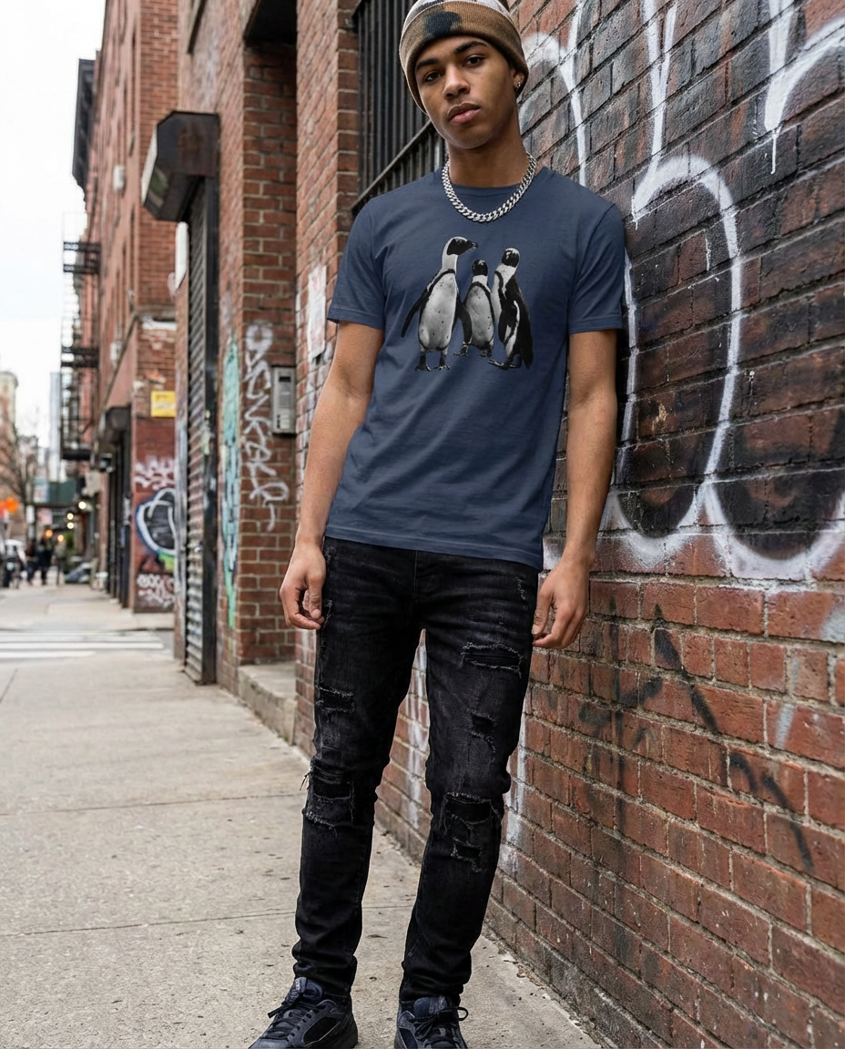 Penguin Huddle, Wildlife Conservation, Moss Apparel, Unisex T-Shirt Fuel
