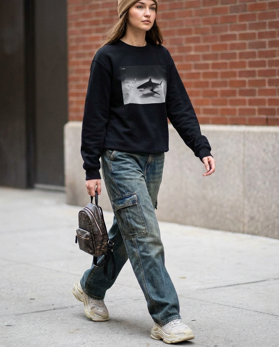 Tiger Shark Approach, Bimini Shark Labs, Moss Apparel, Crewneck Sweatshirt Fuel