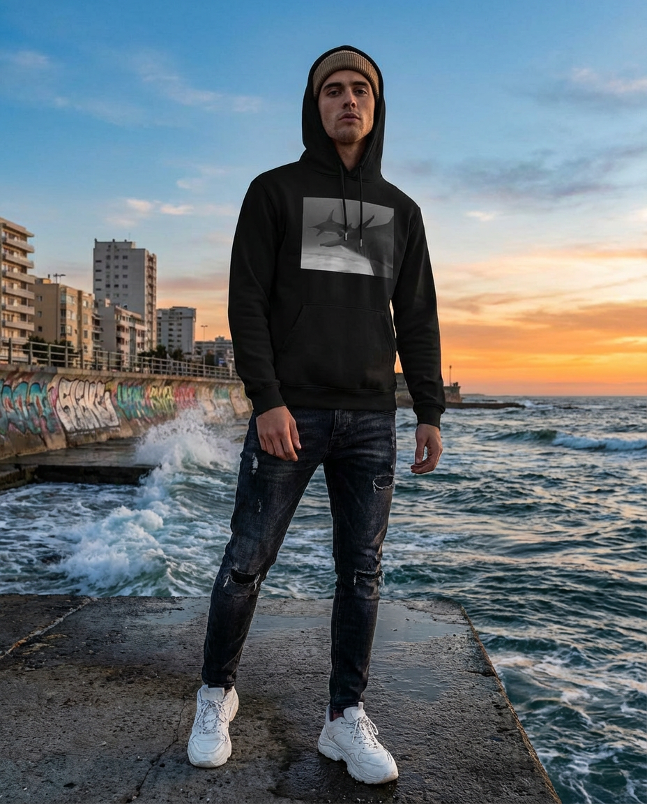 Hammerhead Shark Pursuit, Moss Apparel, Unisex Hoodie Fuel