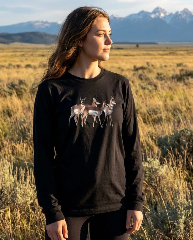 Pronghorn Huddle, The WYldlife Fund, Moss Apparel, Long Sleeve T-Shirt Fuel