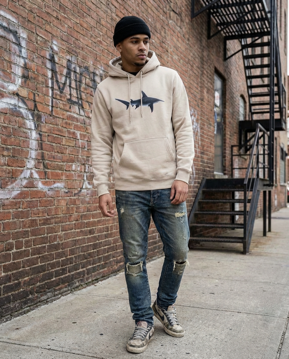 Hammerhead Shark Cruising, Moss Apparel, Shark Style Hoodie Fuel
