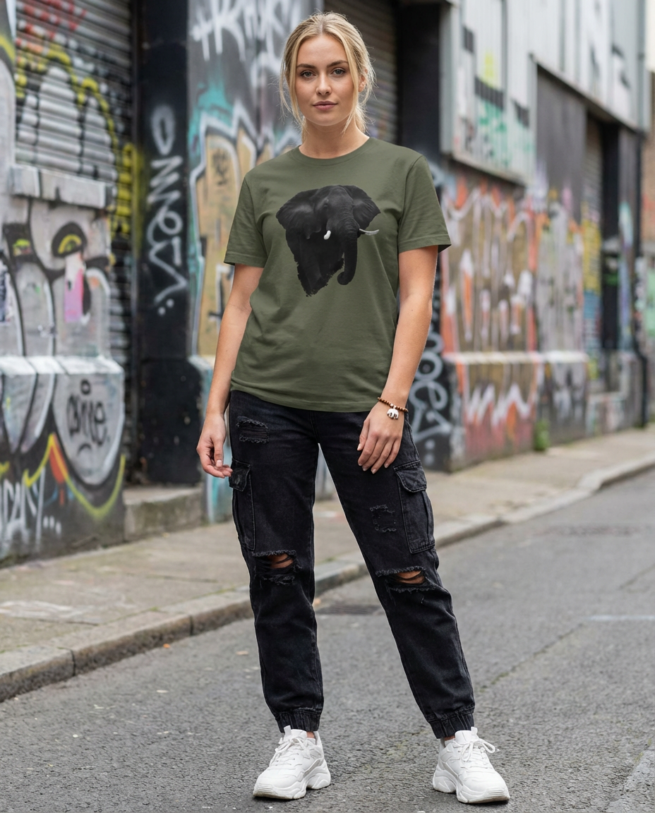 Elephant's Stand, Elephant, safari fans, Africa, Moss Apparel, Unisex T-Shirt Fuel