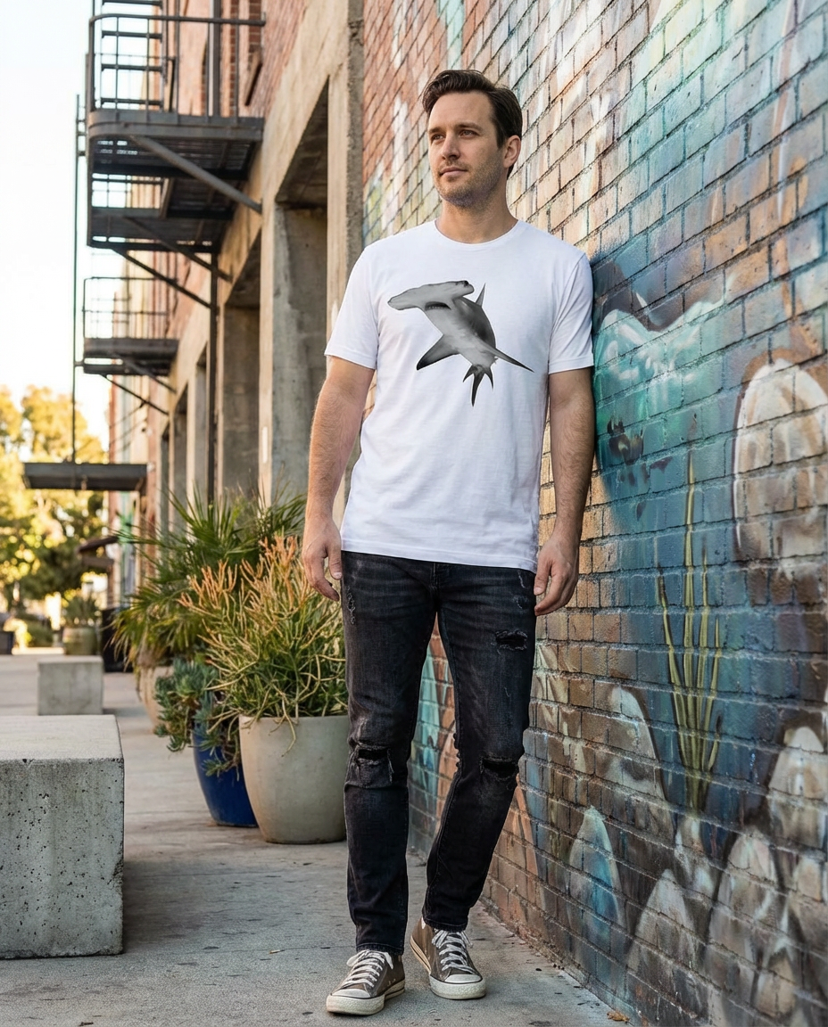 Hammerhead Shark, Great Hammerhead in Bimini Bahamas photograph, Moss Apparel, Unisex T-Shirt Fuel