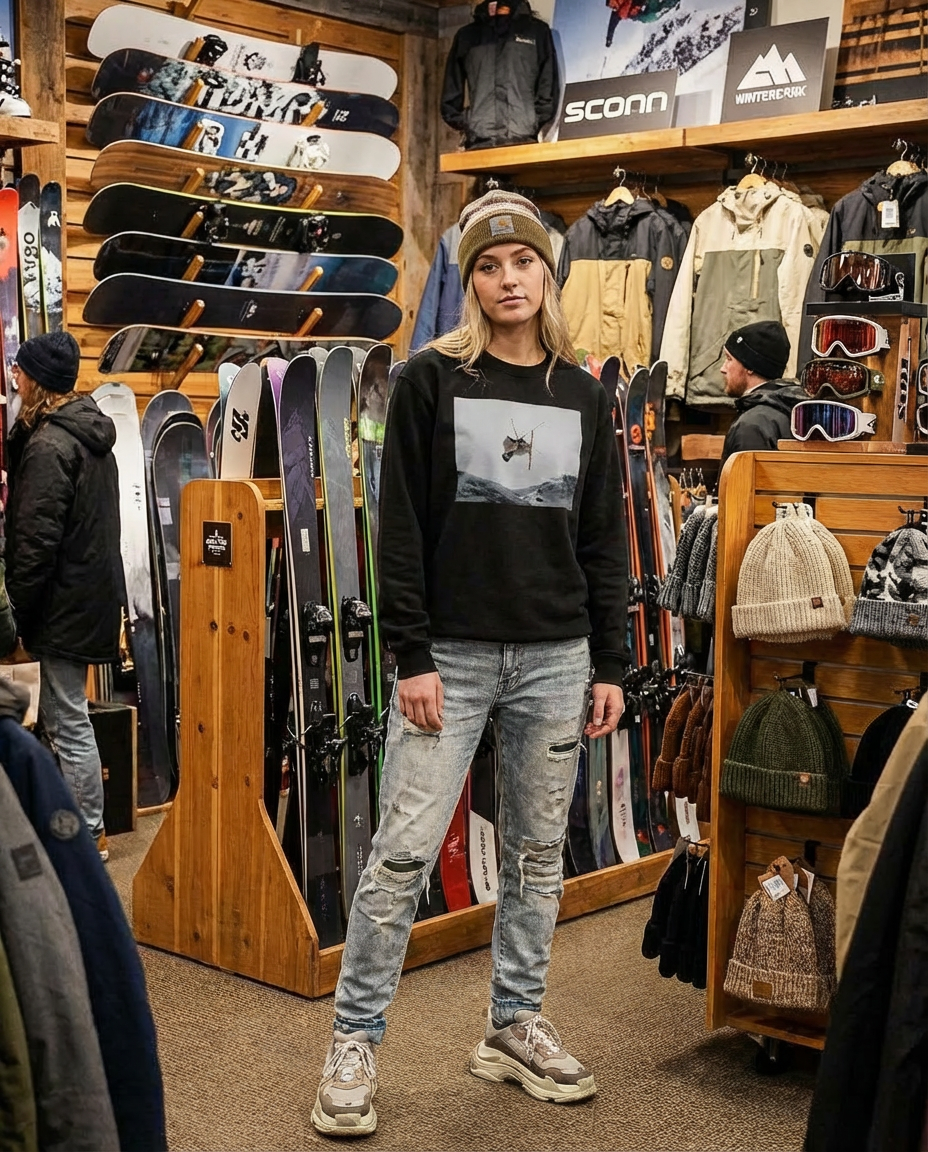 Big Air Jumper Hoodie, Extreme Sports, French Alps, Moss Apparel, Unisex Crewneck Sweater Fuel