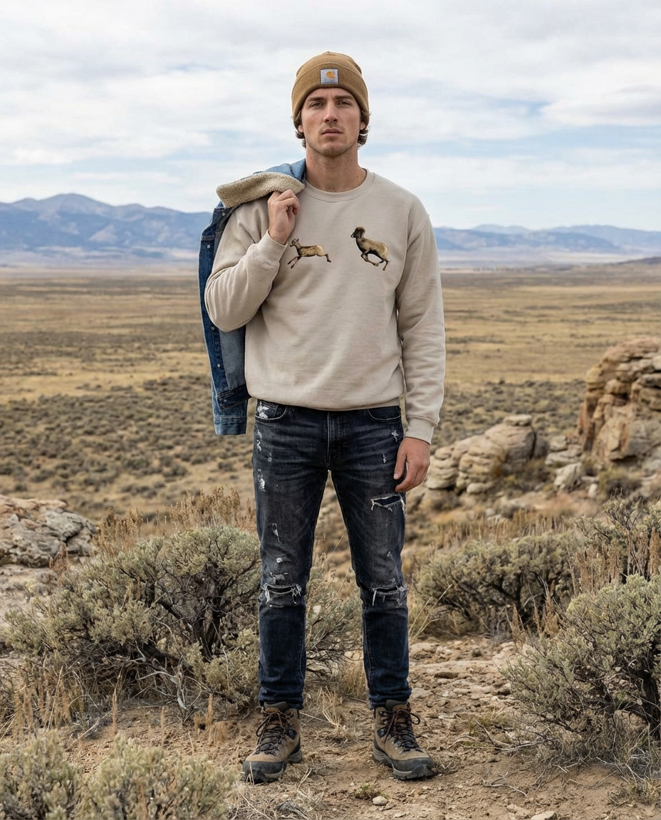 Bighorn Sheep Fun, The WYldlife Fund, Moss Apparel, Crewneck Sweatshirt Fuel