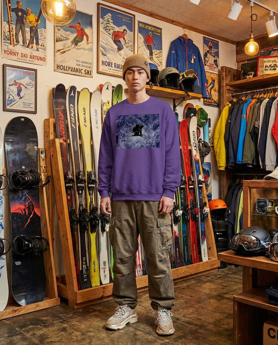 Big Air Skier Graphic, Volkl skier, Moss Apparel, Unisex Crewneck Sweater Fuel
