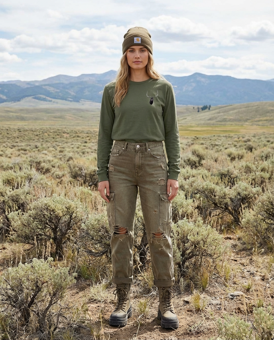 Elk Antlers, The WYldlife Fund, Moss Apparel, Long Sleeve T-Shirt Fuel