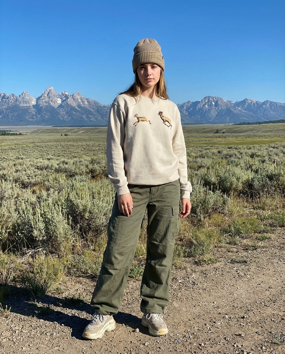 Bighorn Sheep Fun, The WYldlife Fund, Moss Apparel, Crewneck Sweatshirt Fuel