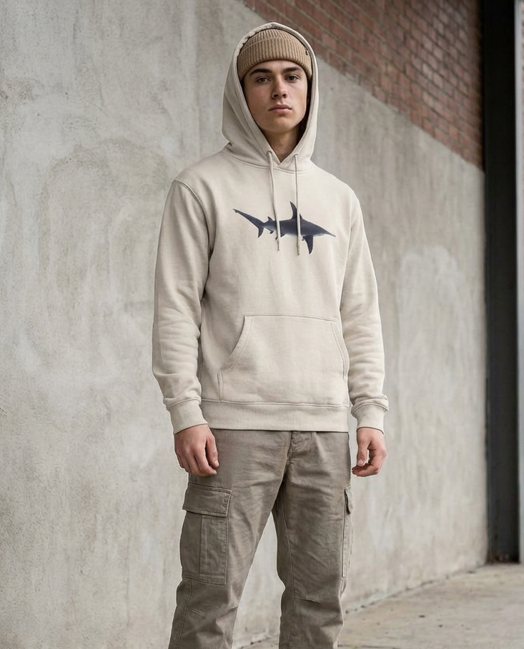 Hammerhead Shark Cruising, Moss Apparel, Shark Style Hoodie Fuel