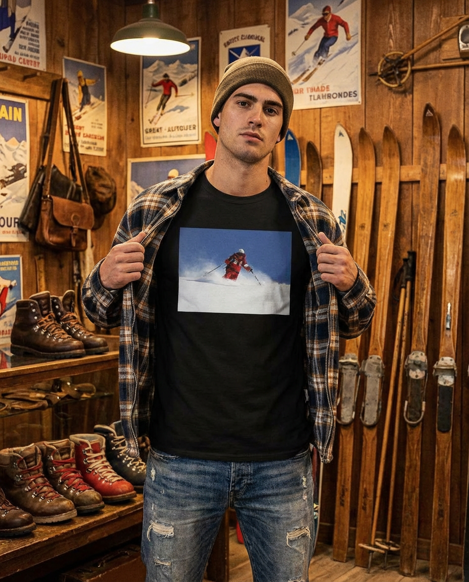 Skiing Bunny Hops, Cozy Unisex Winter Apparel, Moss Apparel, Unisex T-Shirt Fuel