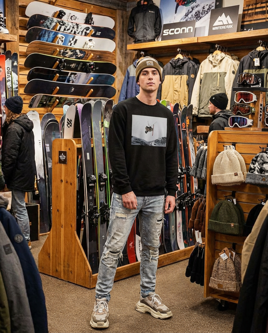 Big Air Jumper Hoodie, Extreme Sports, French Alps, Moss Apparel, Unisex Crewneck Sweater Fuel