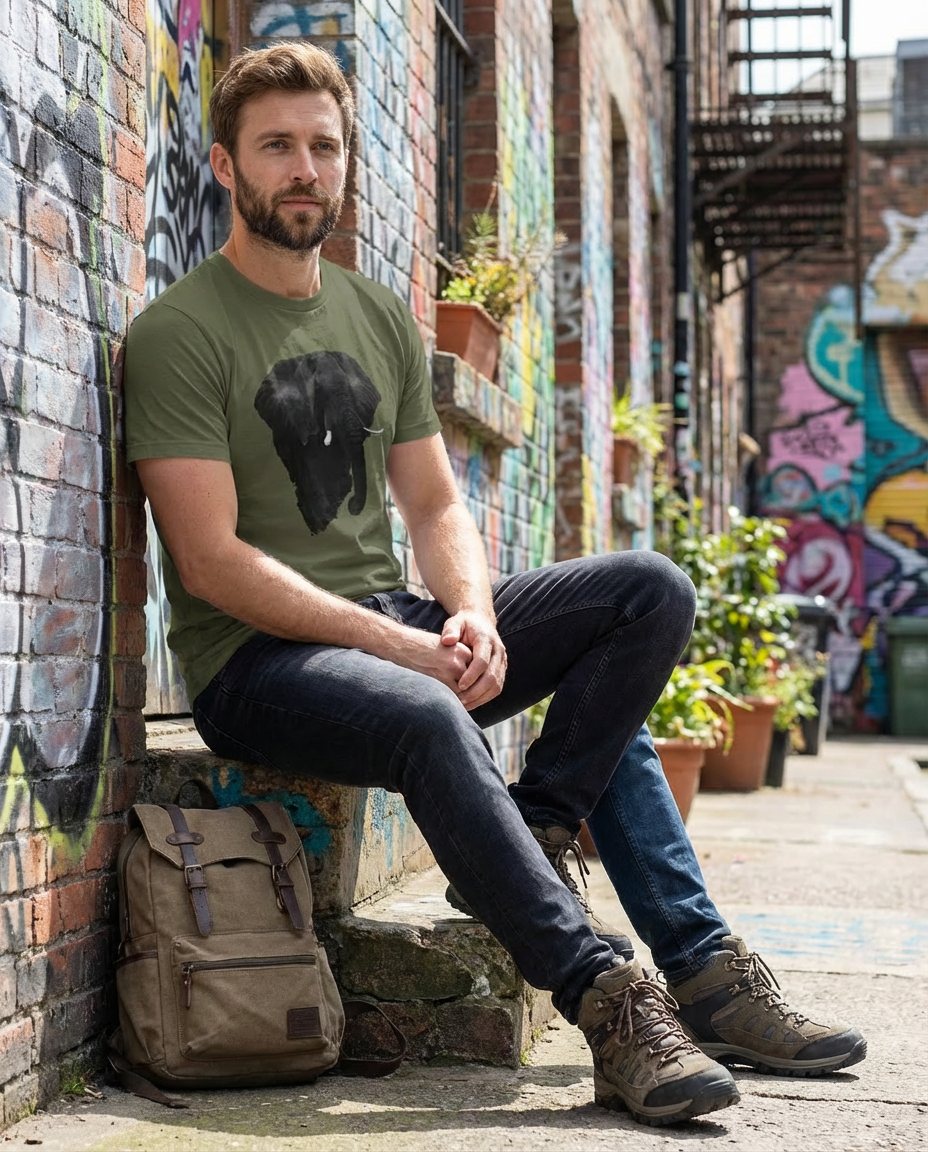 Elephant's Stand, Elephant, safari fans, Africa, Moss Apparel, Unisex T-Shirt Fuel