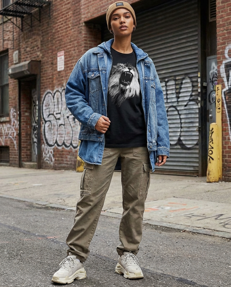 Majestic Lion, Wildlife Conservation, Cozy Casual Wear, Moss Apparel, Unisex T-Shirt Fuel