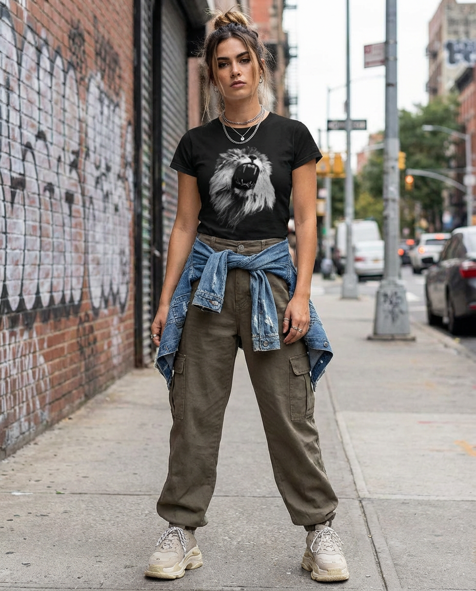 Majestic Lion, Wildlife Conservation, Cozy Casual Wear, Moss Apparel, Unisex T-Shirt Fuel