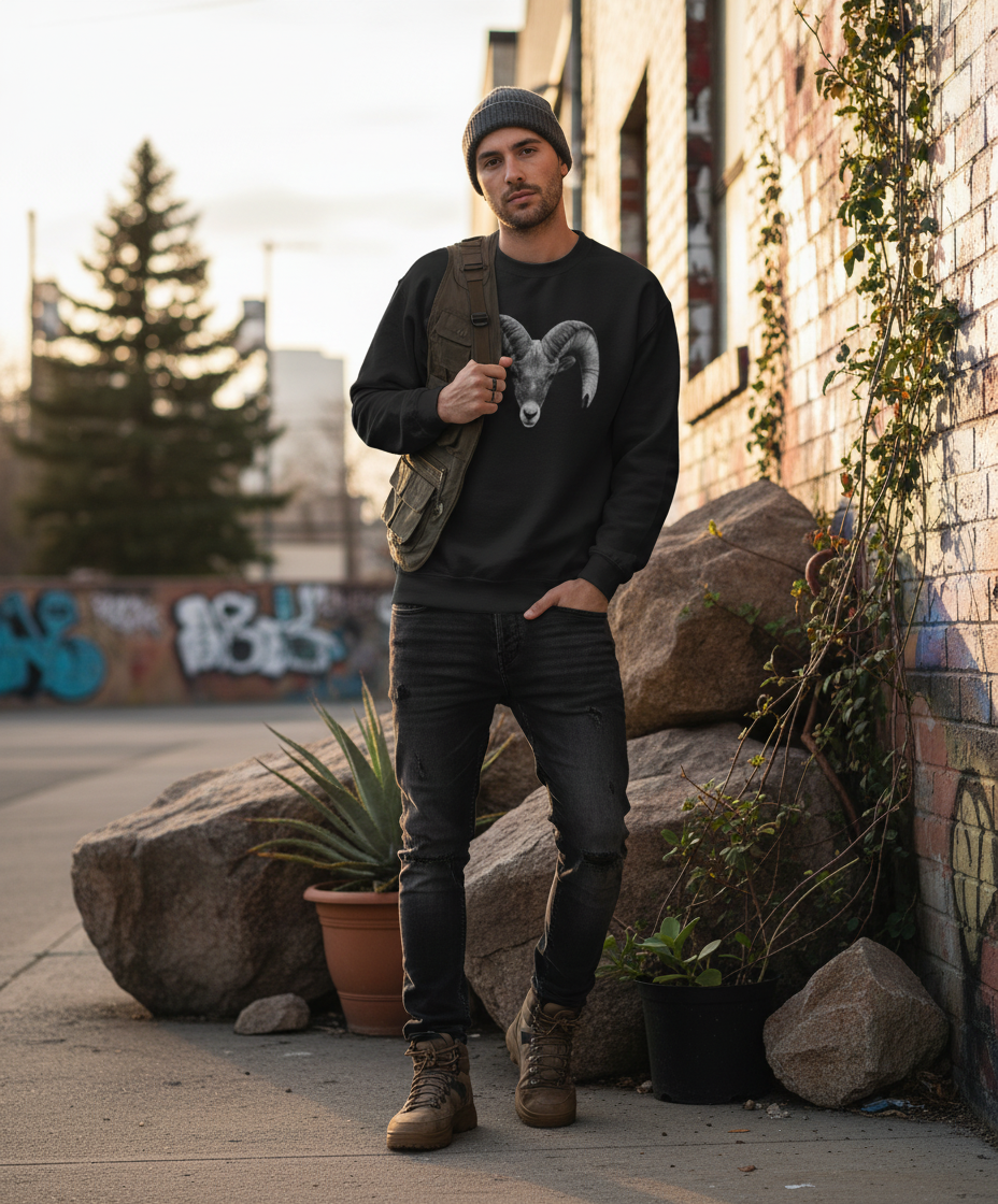 Bighorn Sheep, The WYldlife Fund, Moss Apparel, Crewneck Sweatshirt Fuel