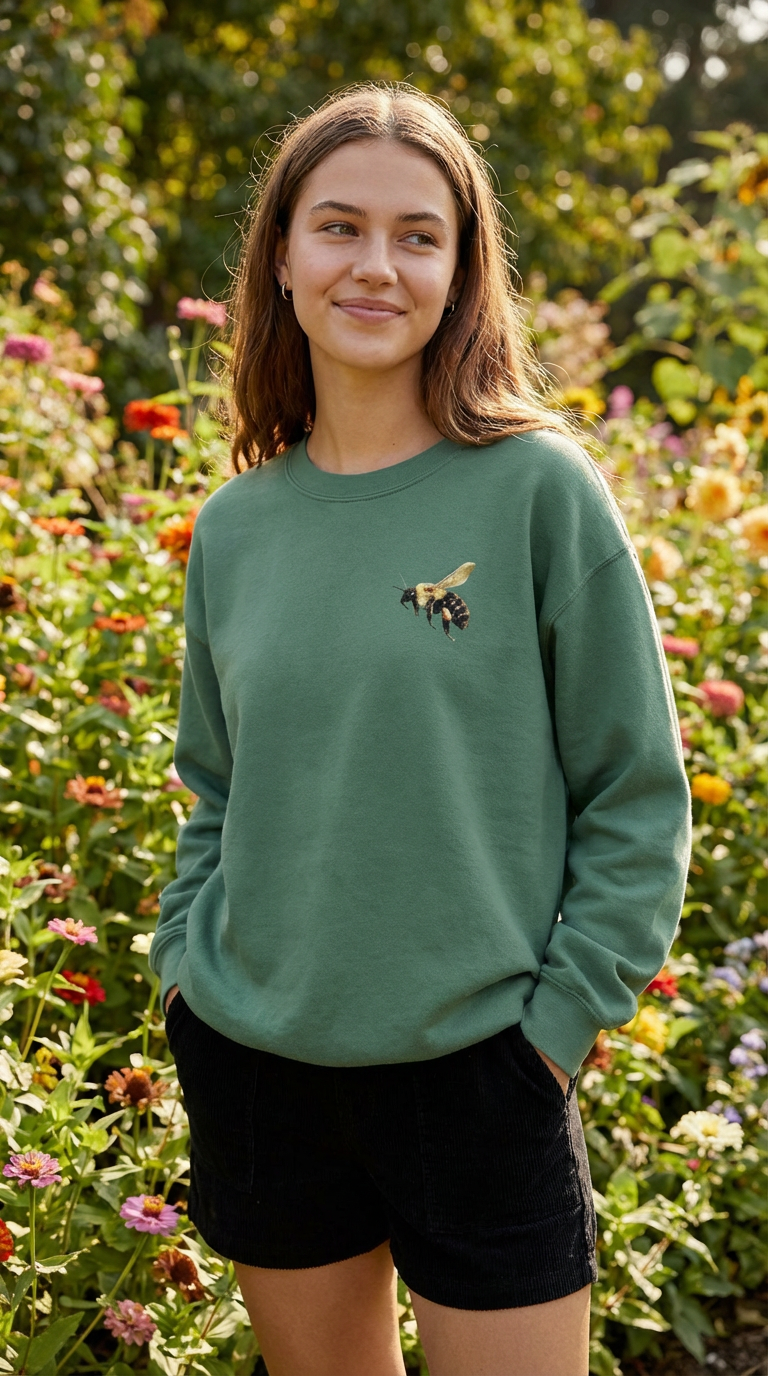 Bee and Butterfly Habitat Fund, Moss Apparel Crewneck Sweatshirt Fuel