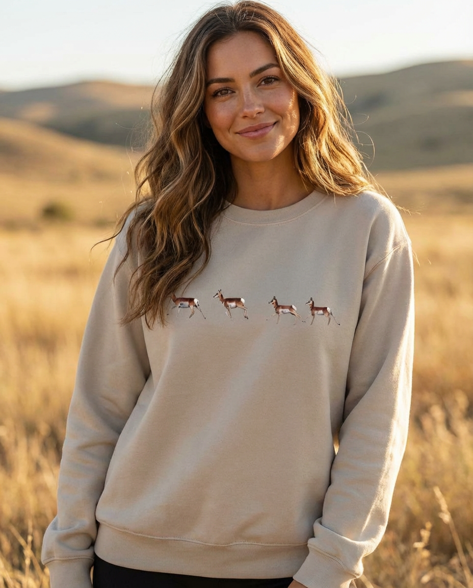 Pronghorn Run, The WYldlife Fund, Moss Apparel, Crewneck Sweatshirt Fuel