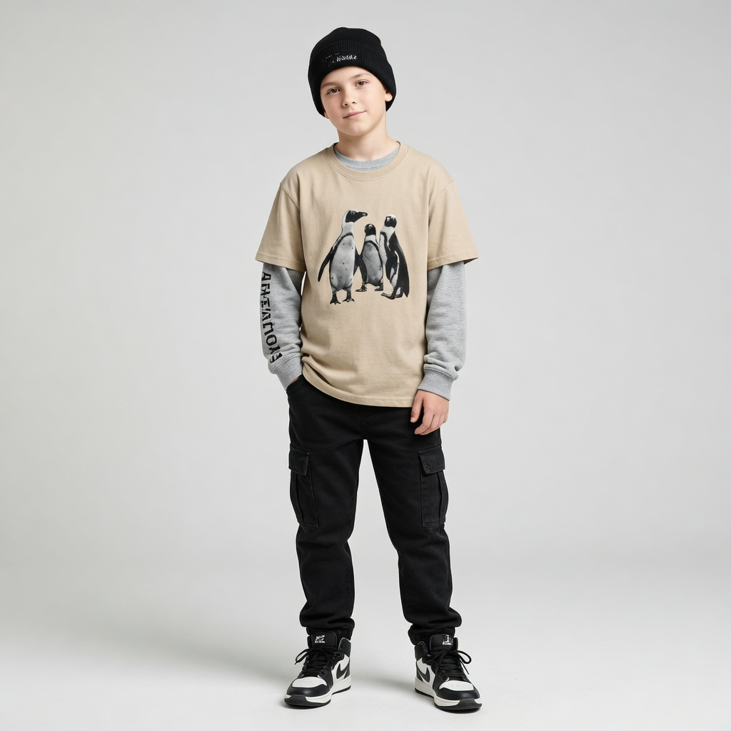 Penguin Friends, Wildlife Conservation, Moss Apparel, Unisex Youth Cotton T-Shirt Fuel