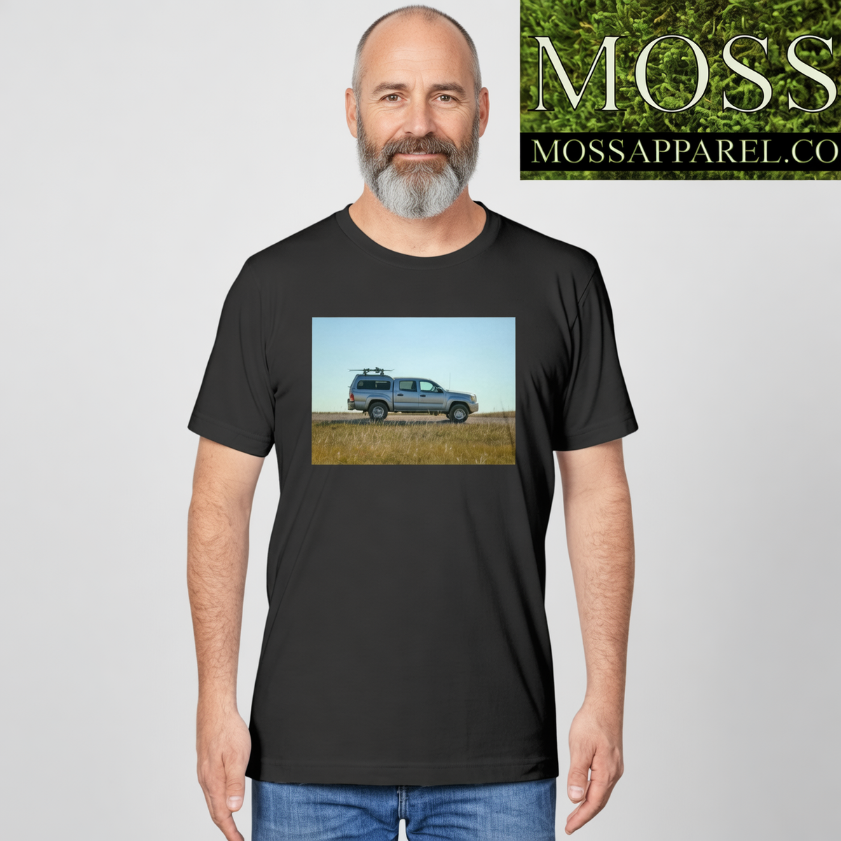 Lost Skier in a Tacoma, Bad Lands South Dakota, Moss Apparel, Unisex T-Shirt Fuel