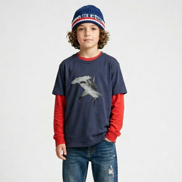 Great Hammerhead, Shark Fun, Moss Apparel, Unisex Youth Cotton T-Shirt Fuel