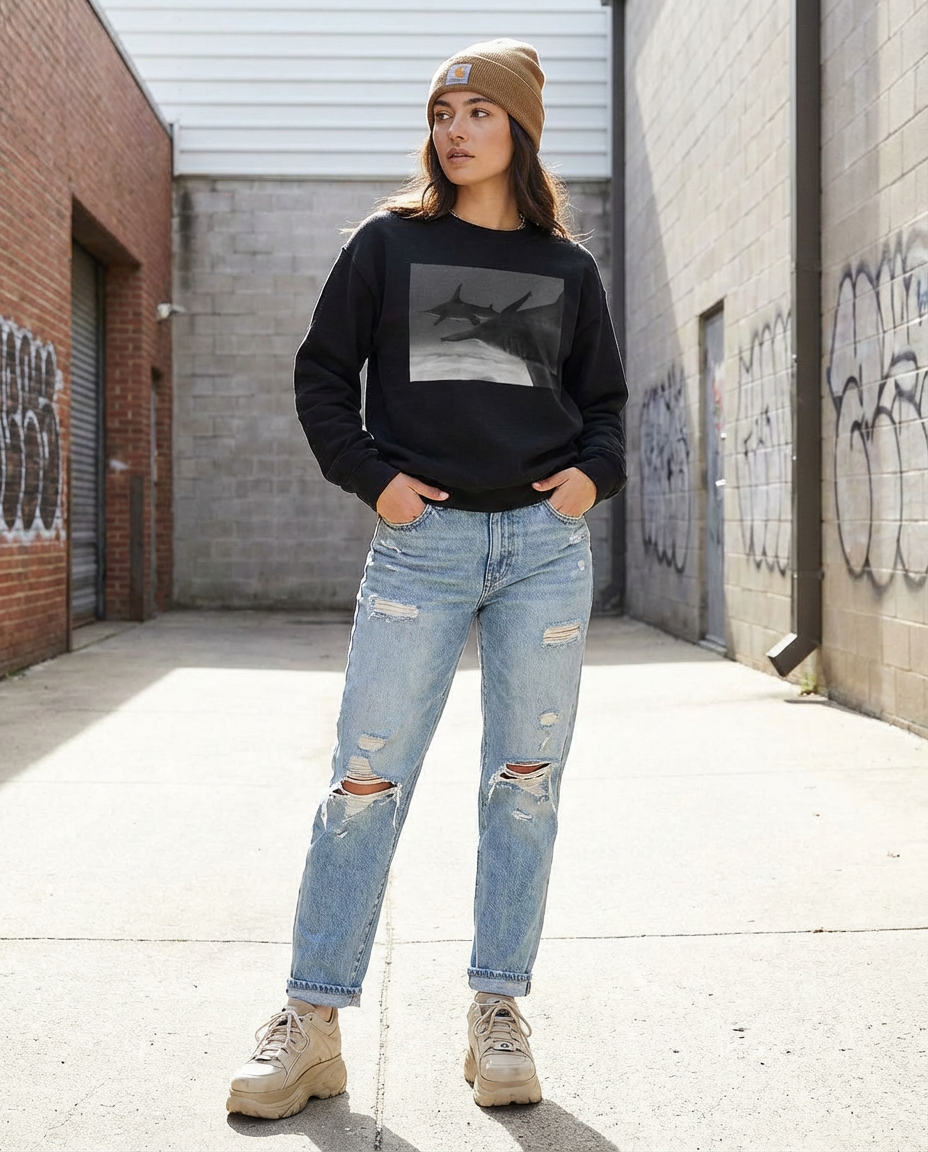 Hammerhead Pursuit, Shark Fan Sweater, Ocean Fan, Moss Apparel, Unisex Crewneck Sweatshirt Fuel